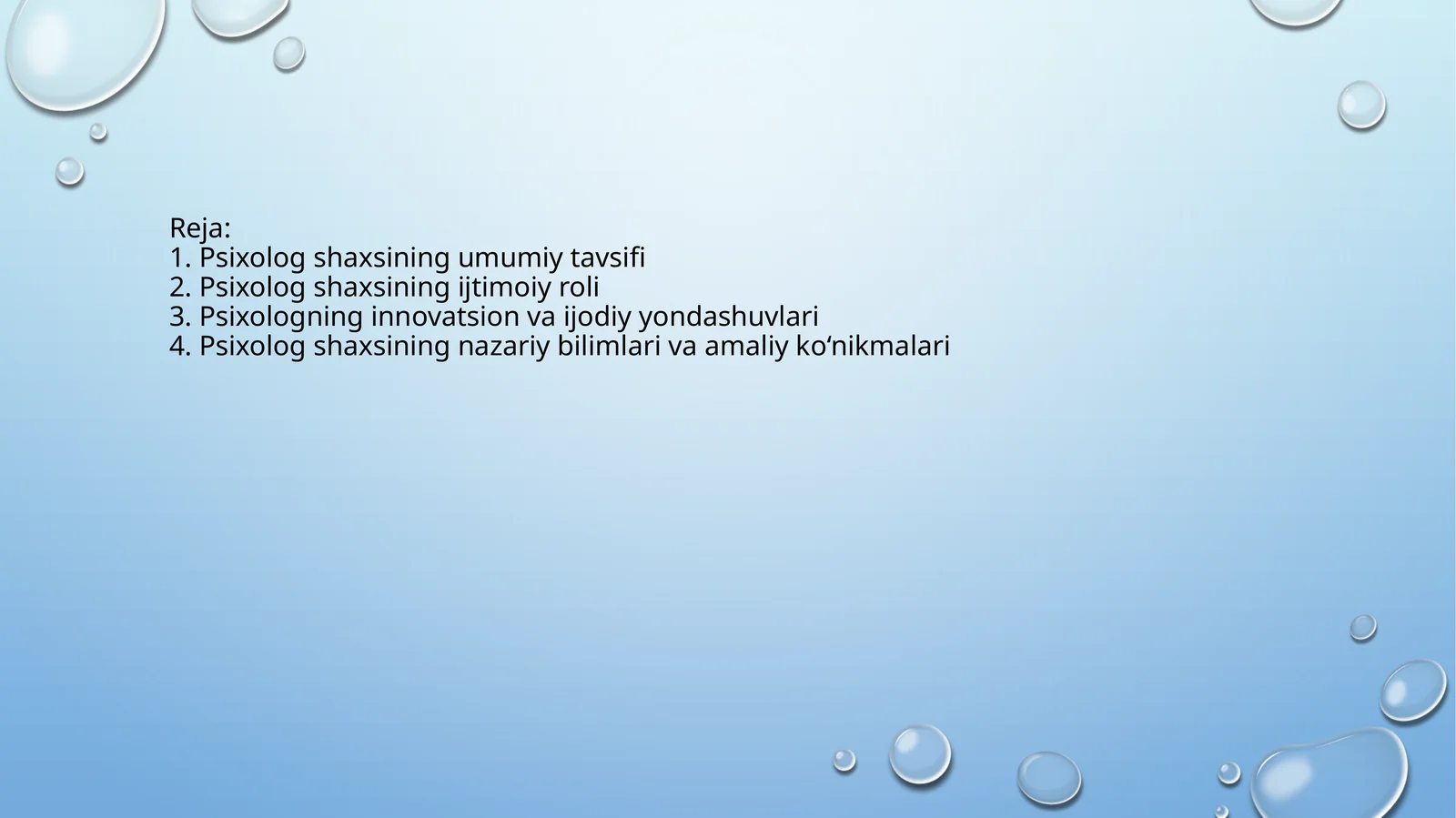 Psixolog shaxsining umumiy tavsifi