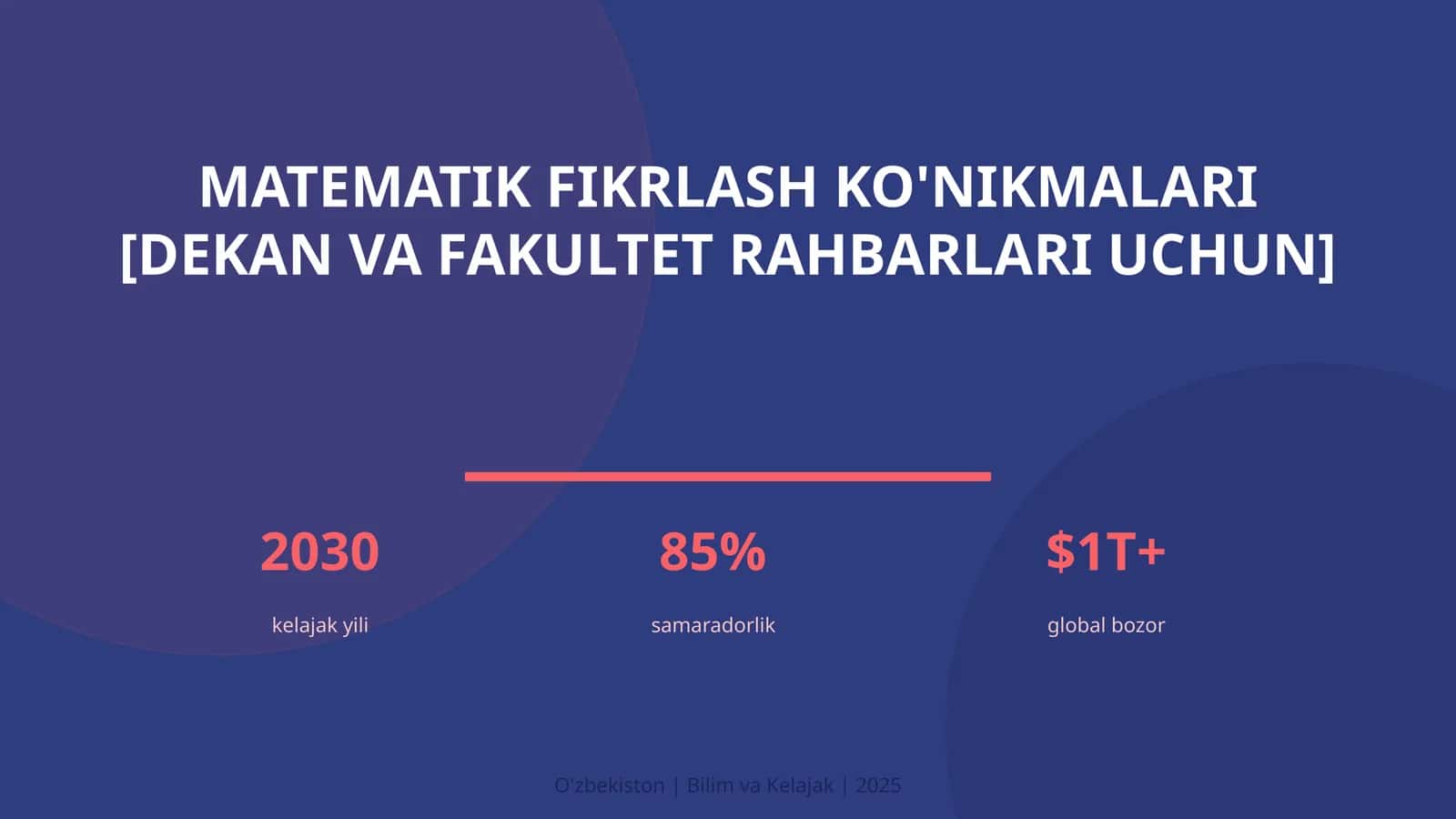Matematik fikrlash ko'nikmalari [dekan va fakultet rahbarlari uchun]