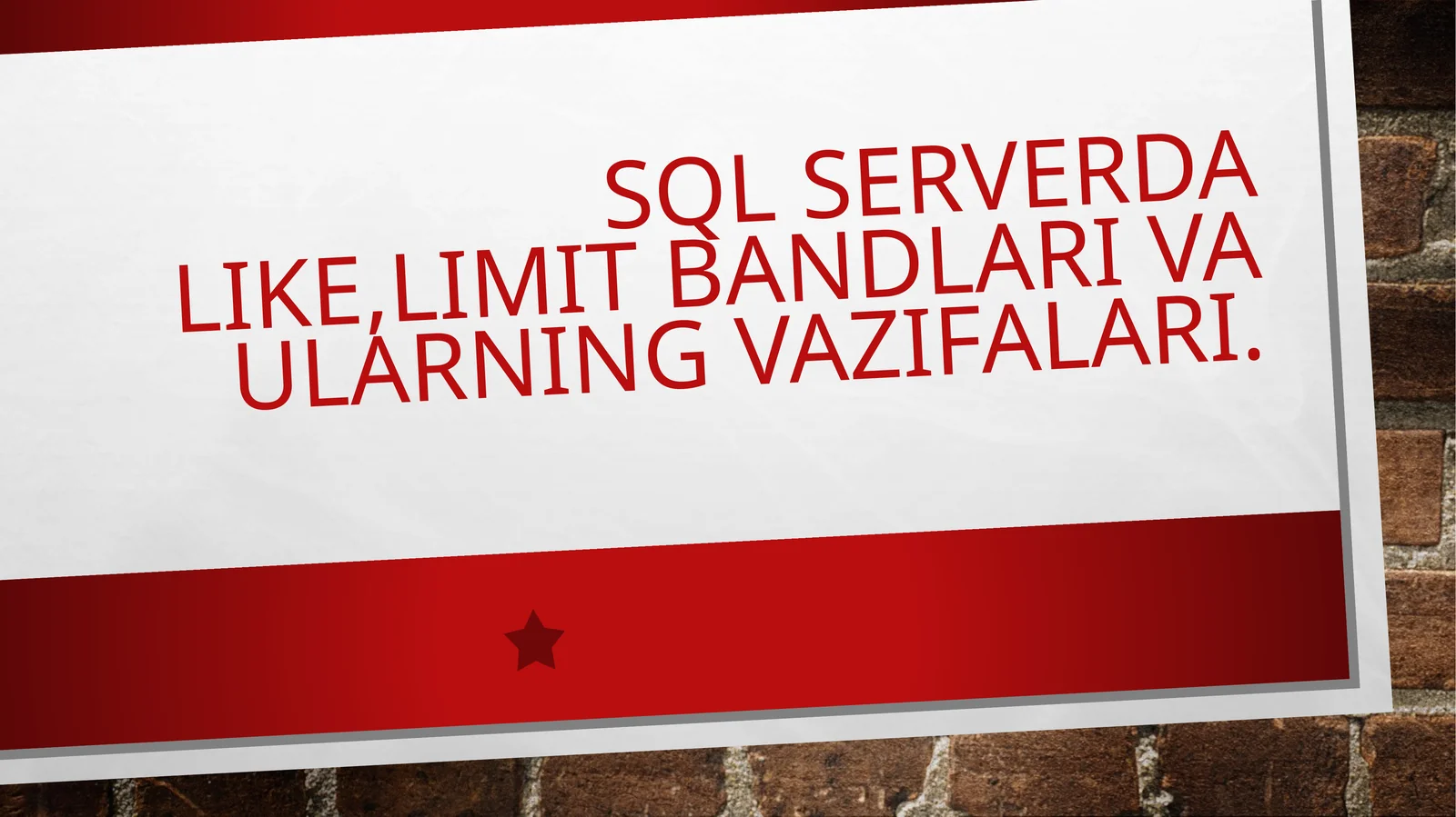 SQL serverda Like,limit bandlari va ularning vazifalari.