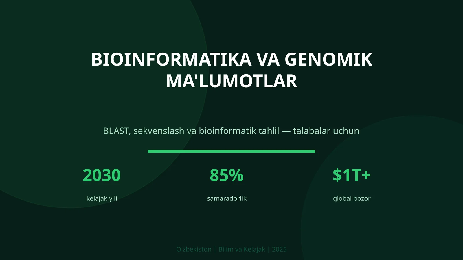 BIOINFORMATIKA VA GENOMIK MA'LUMOTLAR