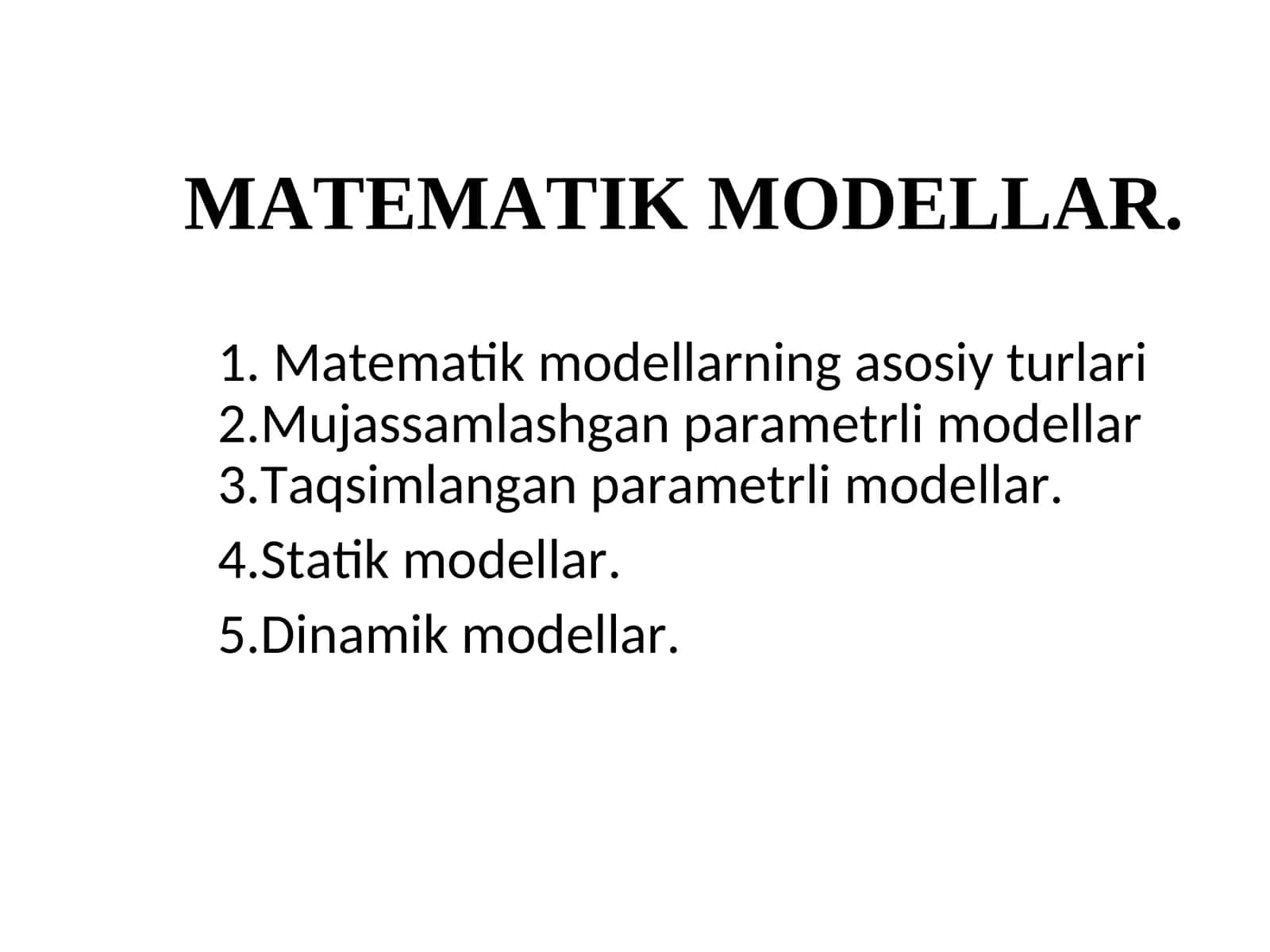 MATEMATIK MODELLAR