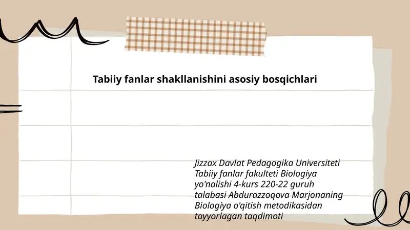 Tabiiy fanlar shakllanishini asosiy bosqichlari