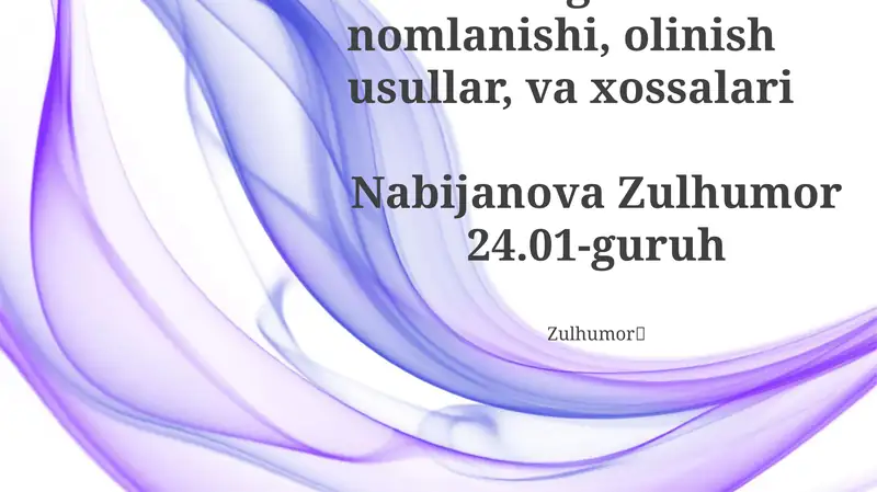 Tuzlarning nomlanishi, olinish usullar, va xossalari