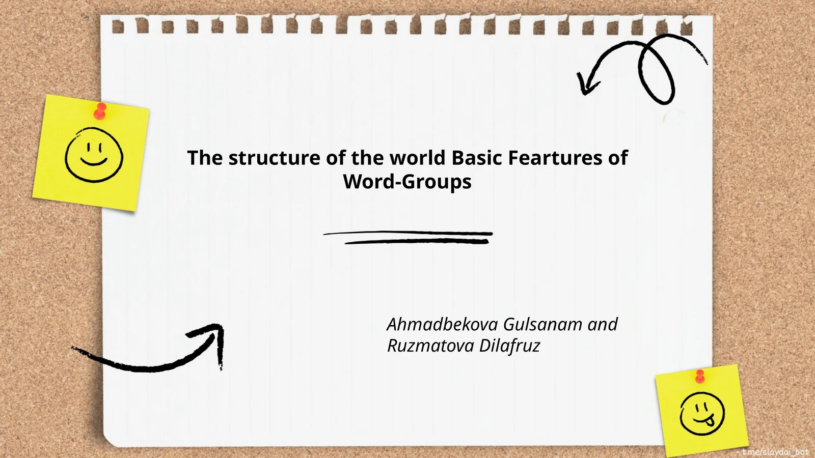 The structure of the world Basic Feartures of Word-Groups