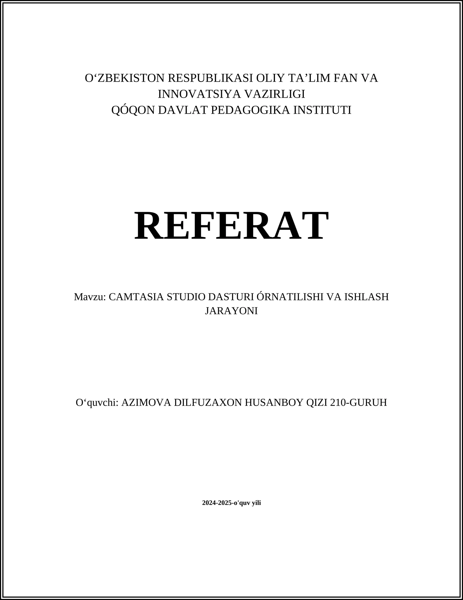 CAMTASIA STUDIO DASTURI