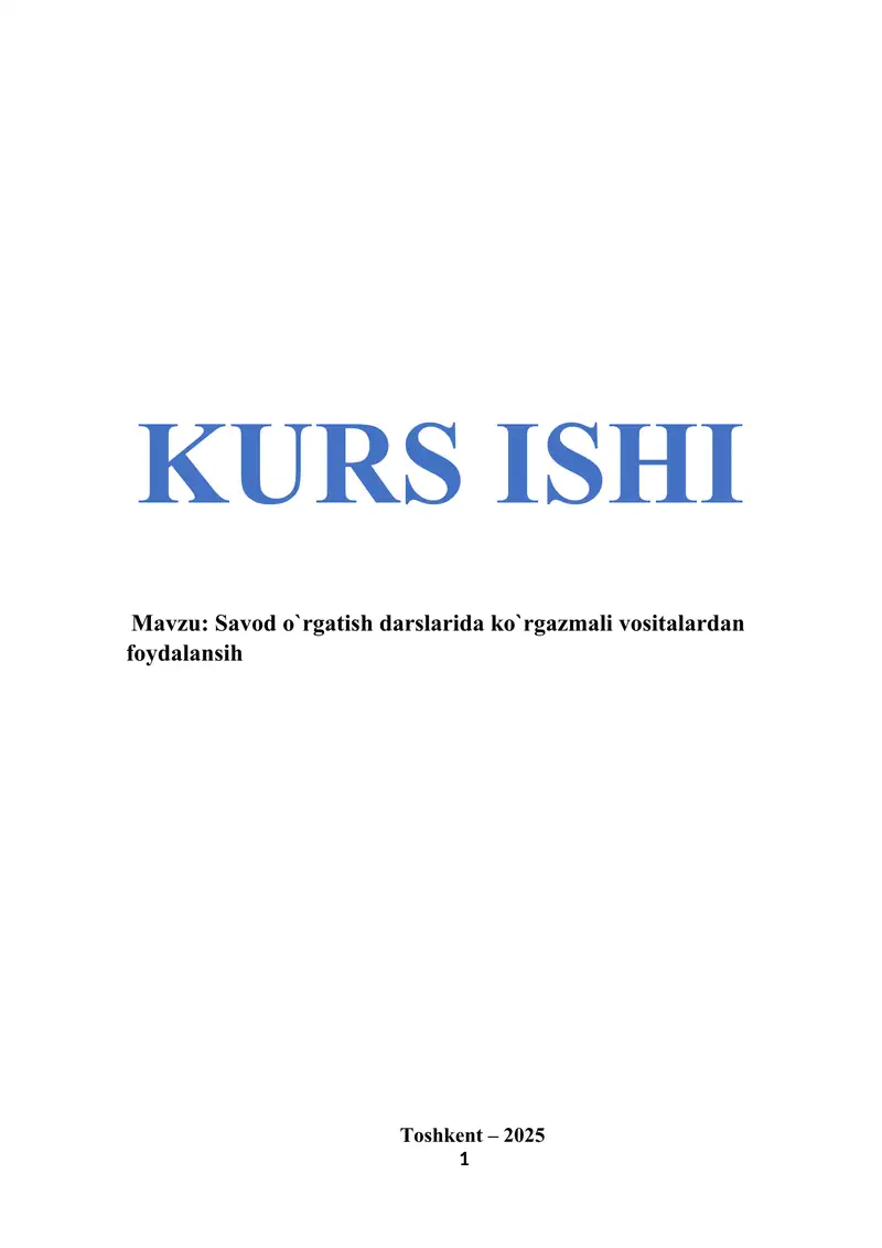 Savod o`rgatish darslarida ko`rgazmali vositalardan foydalansih