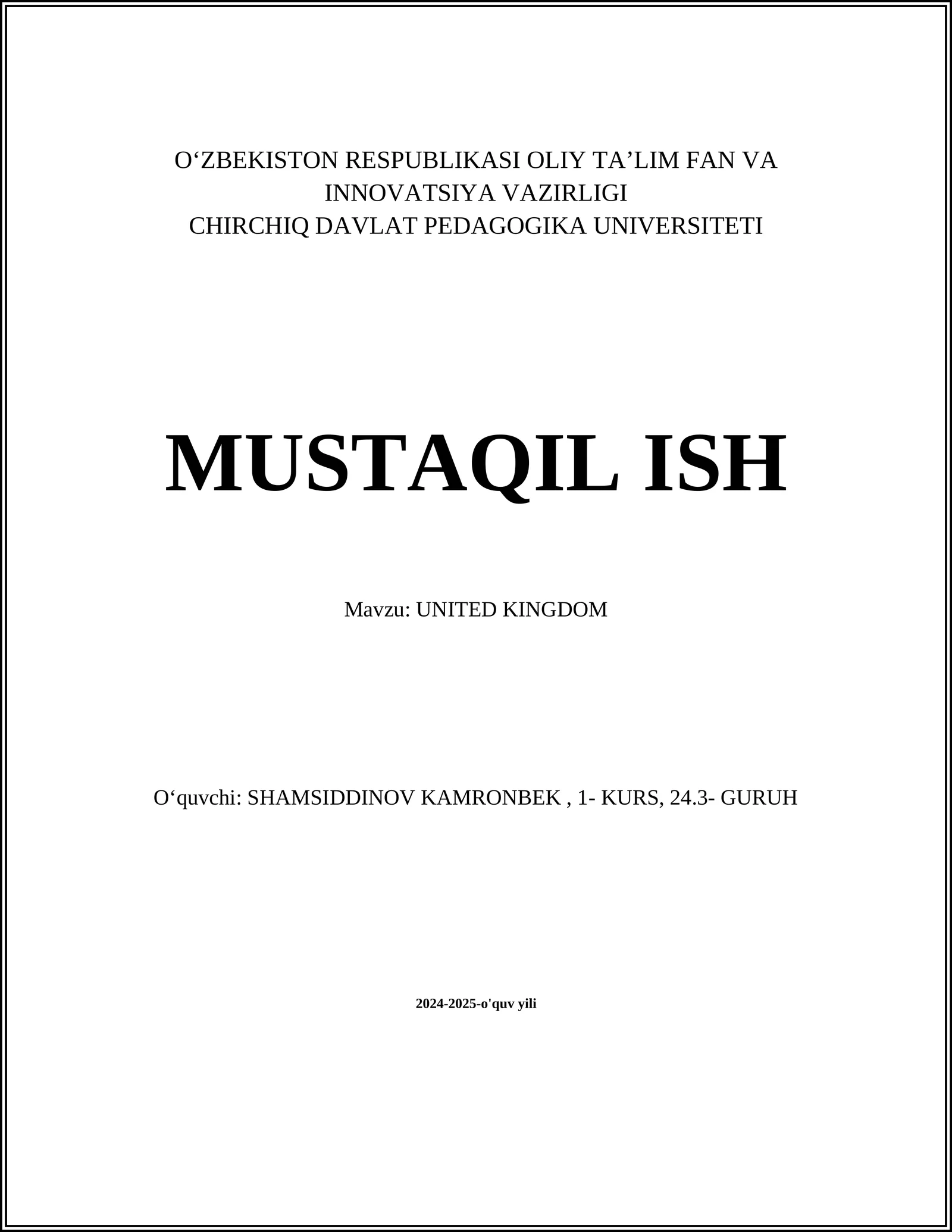 MUSTAQIL ISH - UNITED KINGDOM