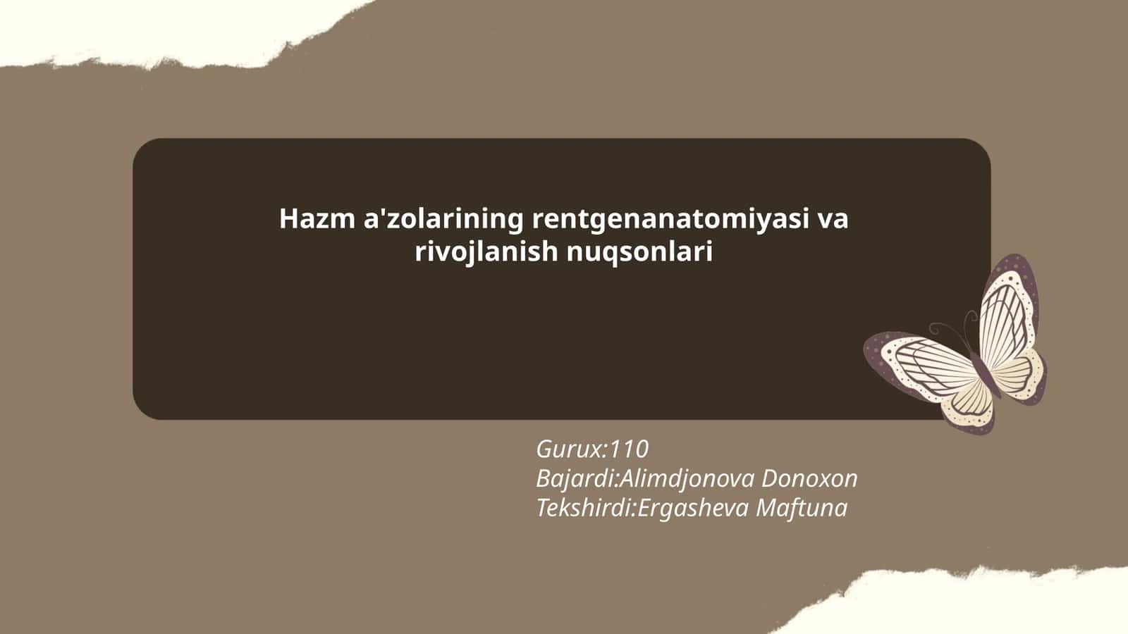 Hazm a'zolarining rentgenanatomiyasi va rivojlanish nuqsonlari