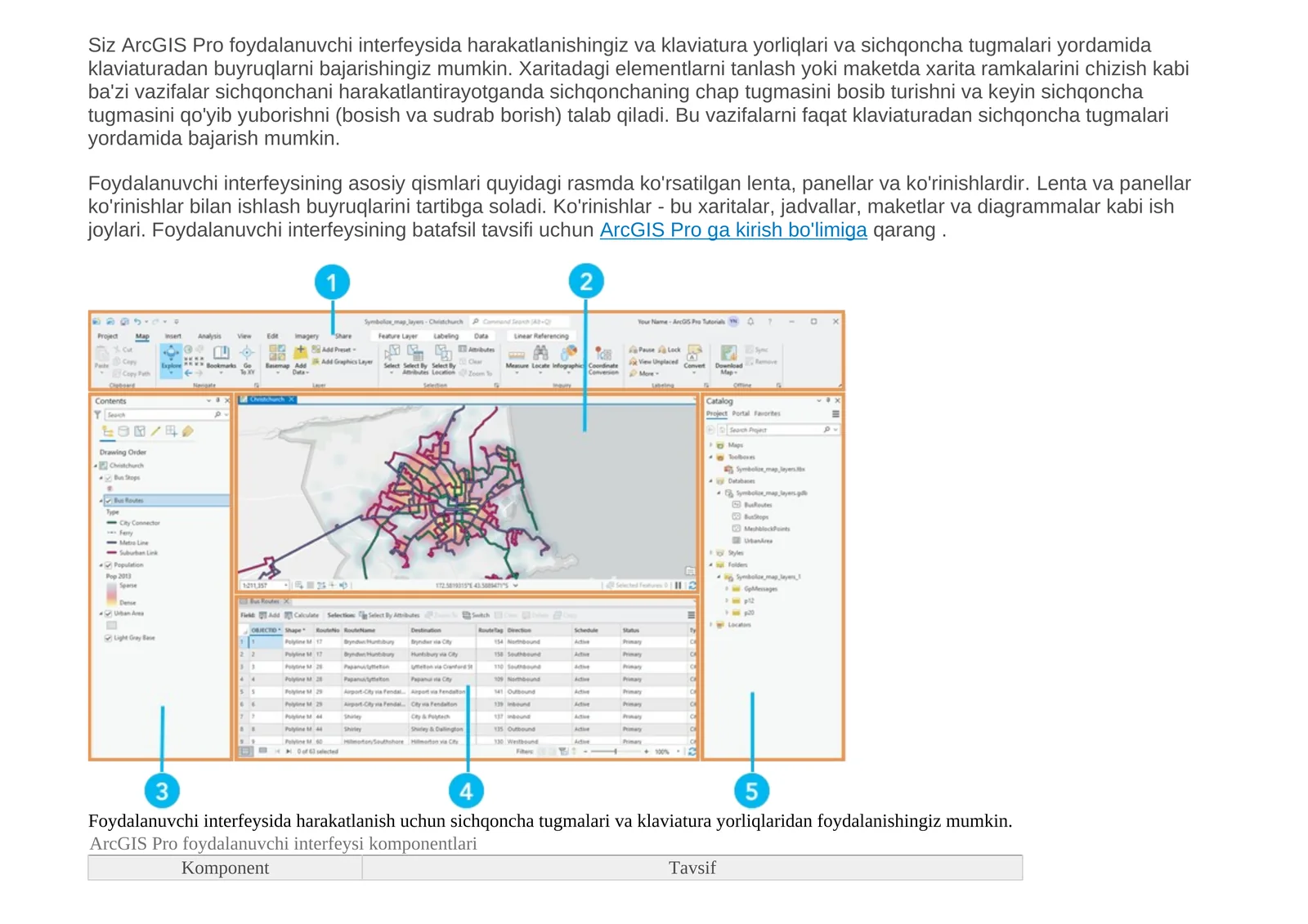 ArcGIS Pro foydalanuvchi interfeysi