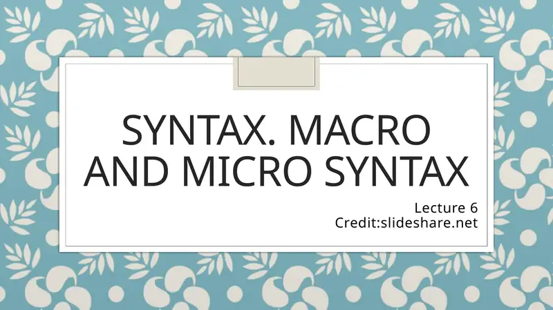 Syntax. Macro and micro syntax