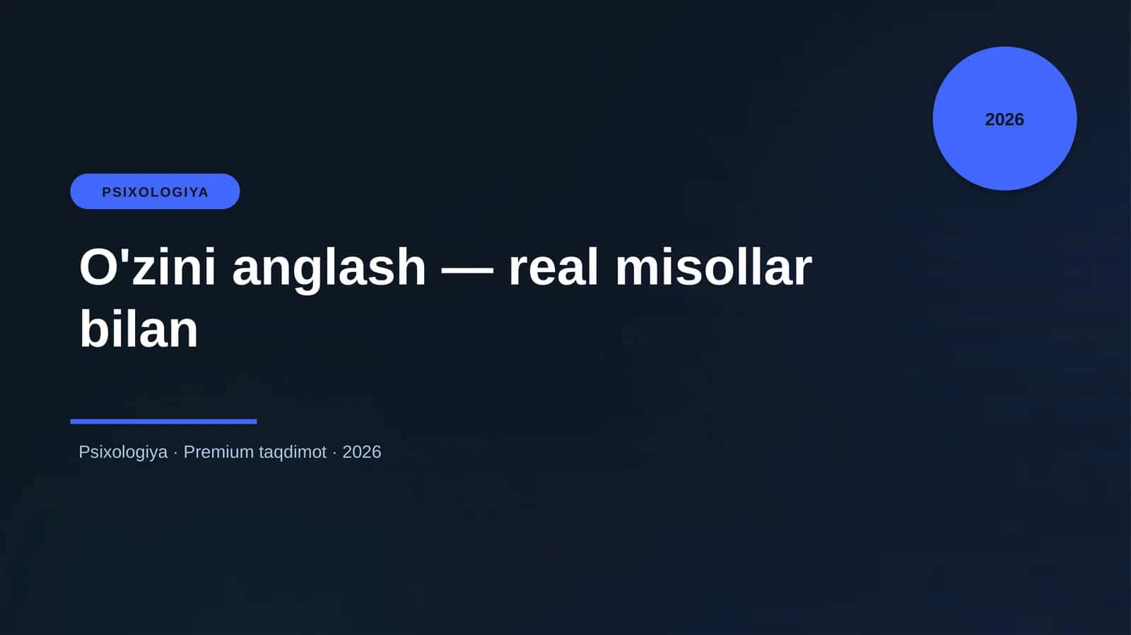 O'zini anglash — real misollar bilan