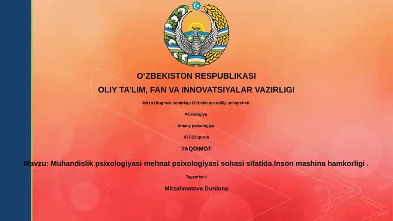 Muhandislik psixologiyasi mehnat psixologiyasi sohasi sifatida
