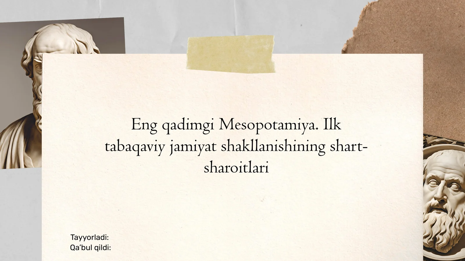 Engqadimgi Mesopotamiya. Ilktabaqaviy jamiyat shakllanishining shart-sharoitlari