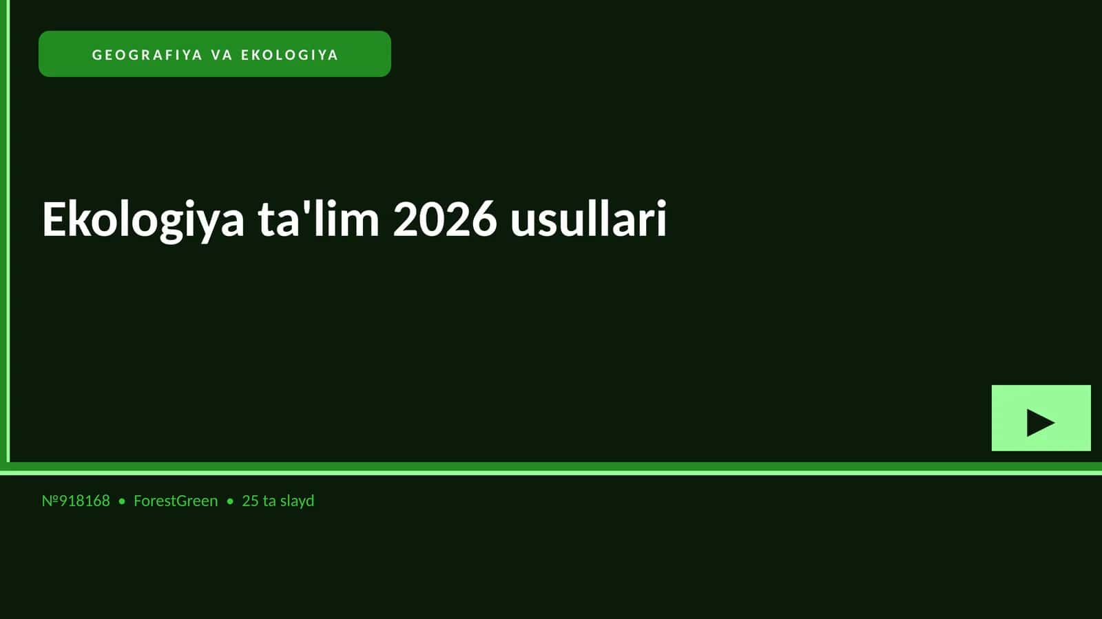 Ekologiya ta'lim 2026 usullari