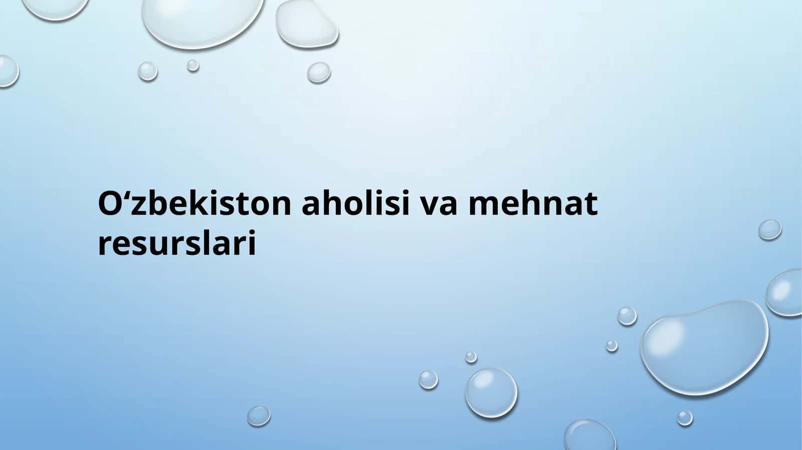 Oʻzbekistonaholisi va mehnat resurslari