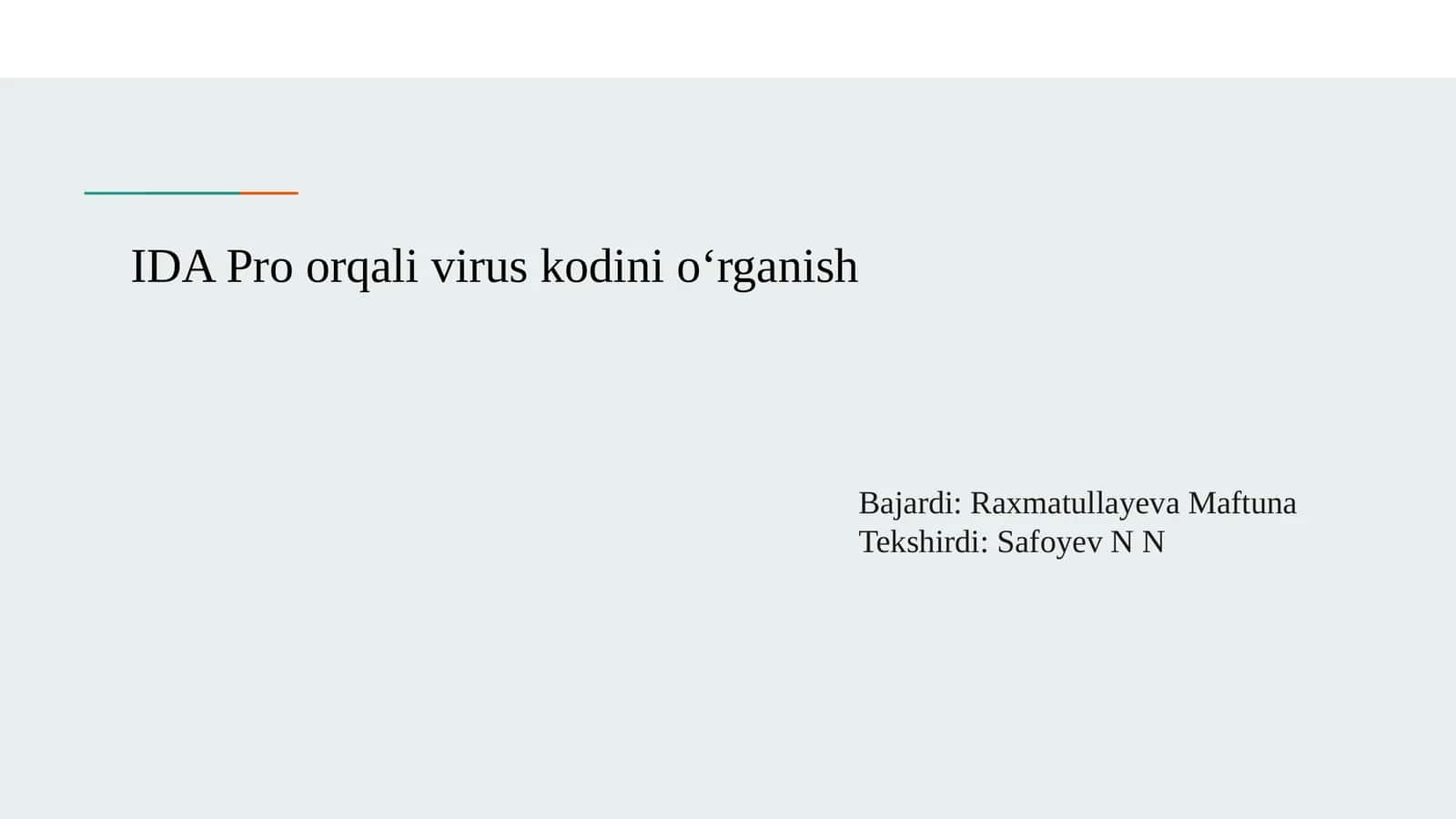 IDA Pro orqali virus kodini o‘rganish
