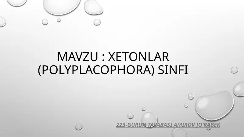 Xetonlar (POLYPLACOPHORA) SINFI