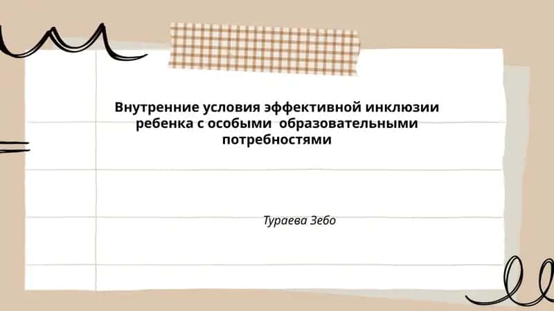 Внутренние условия эффективной инклюзии ребенка с особыми образовательными потребностями