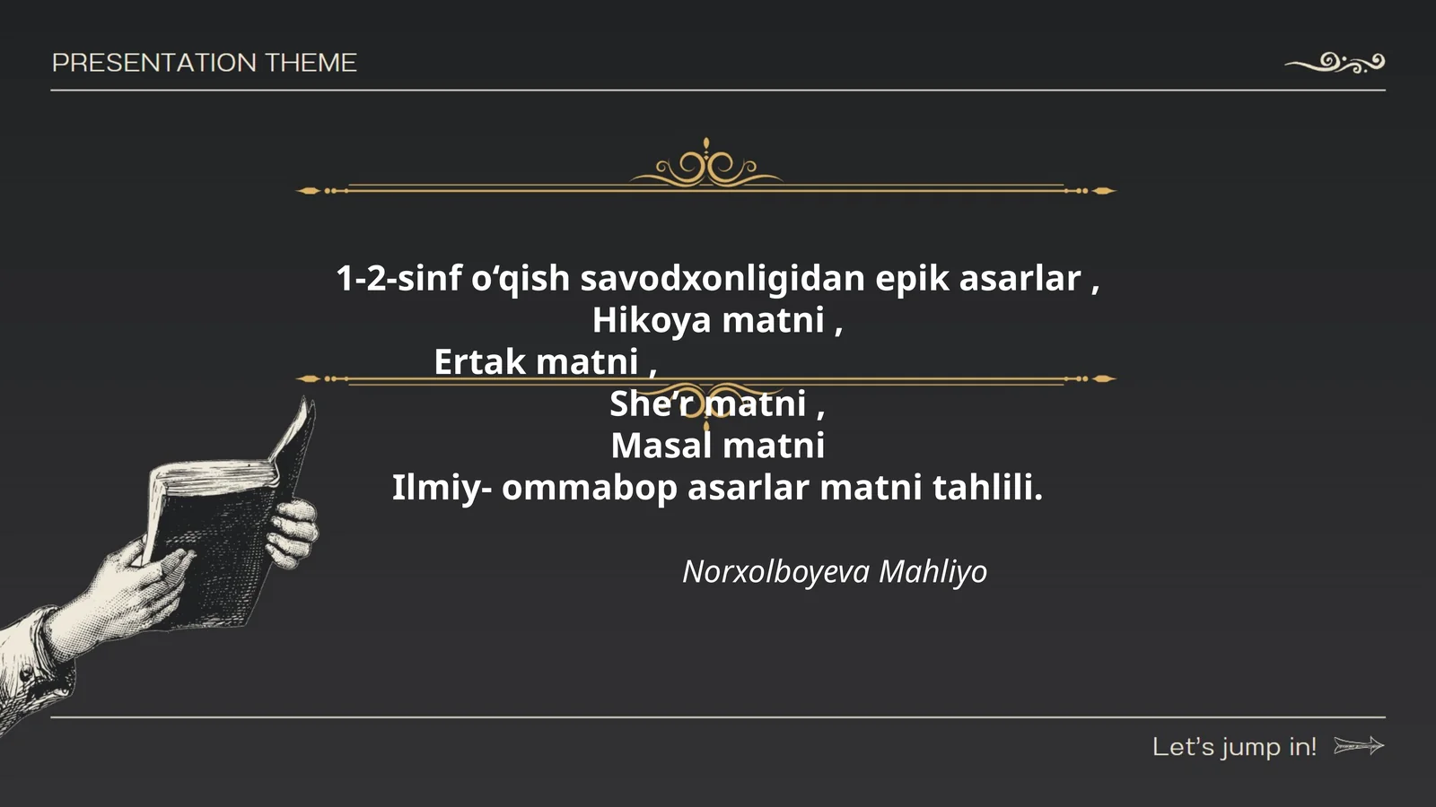1-2-sinf o‘qish savodxonligidan epik asarlar
