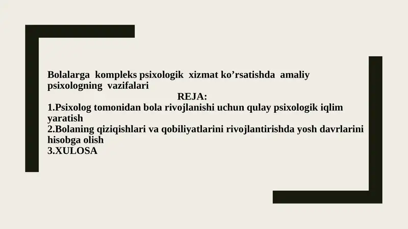 Psixologik xizmat ko’rsatish