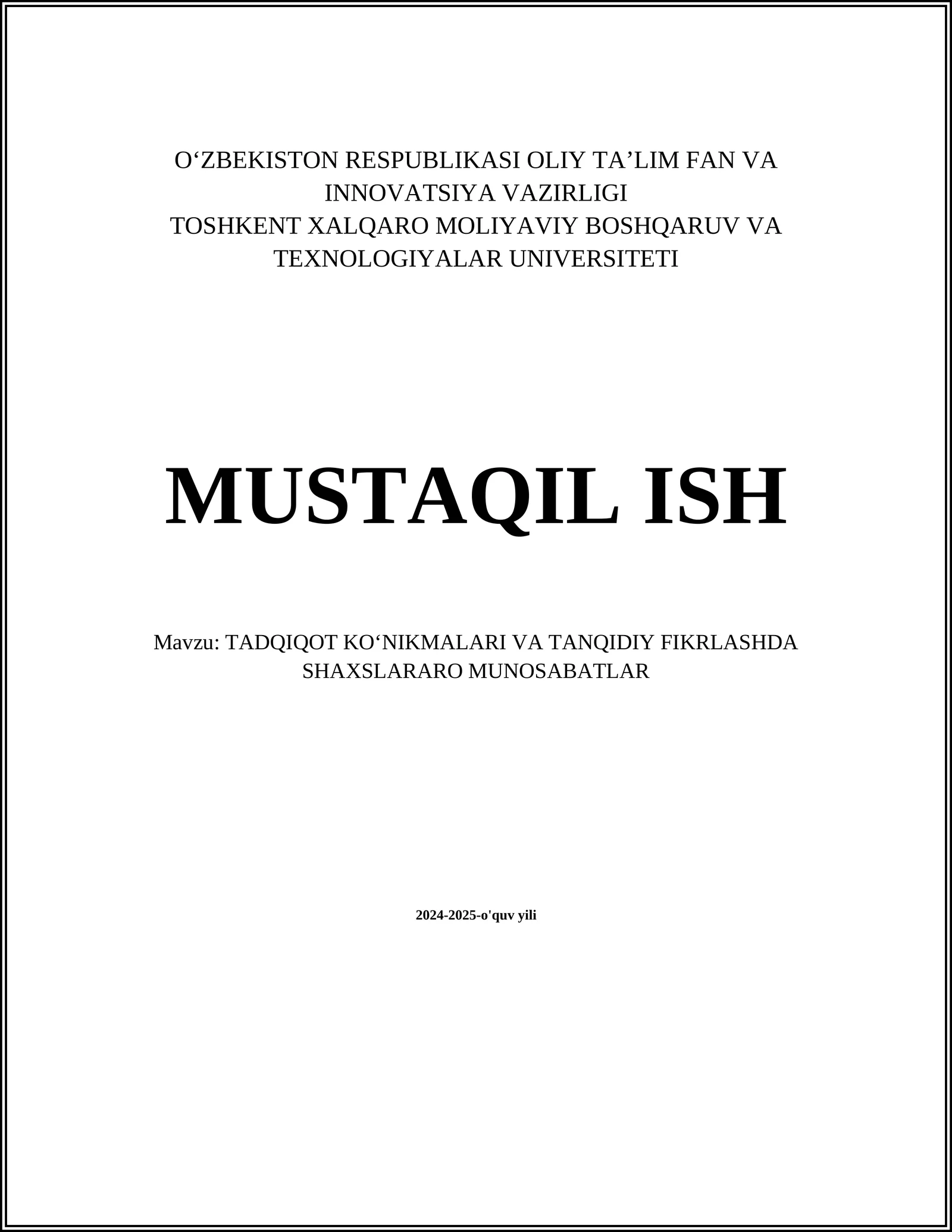 TANQIDIY FIKRLASHNING ASOSLARI