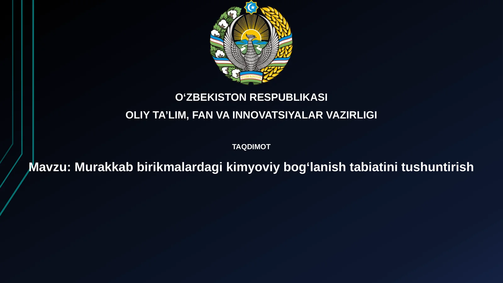 Murakkab birikmalar dagi kimyoviy bog'lanish