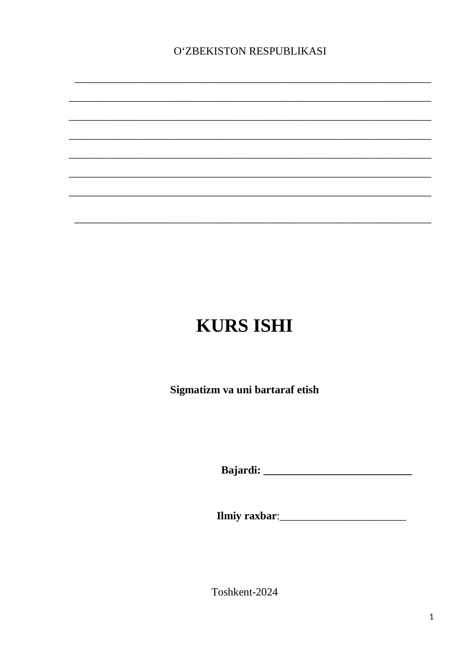 Kurs ishi. Sigmatizm va uni bartaraf etish