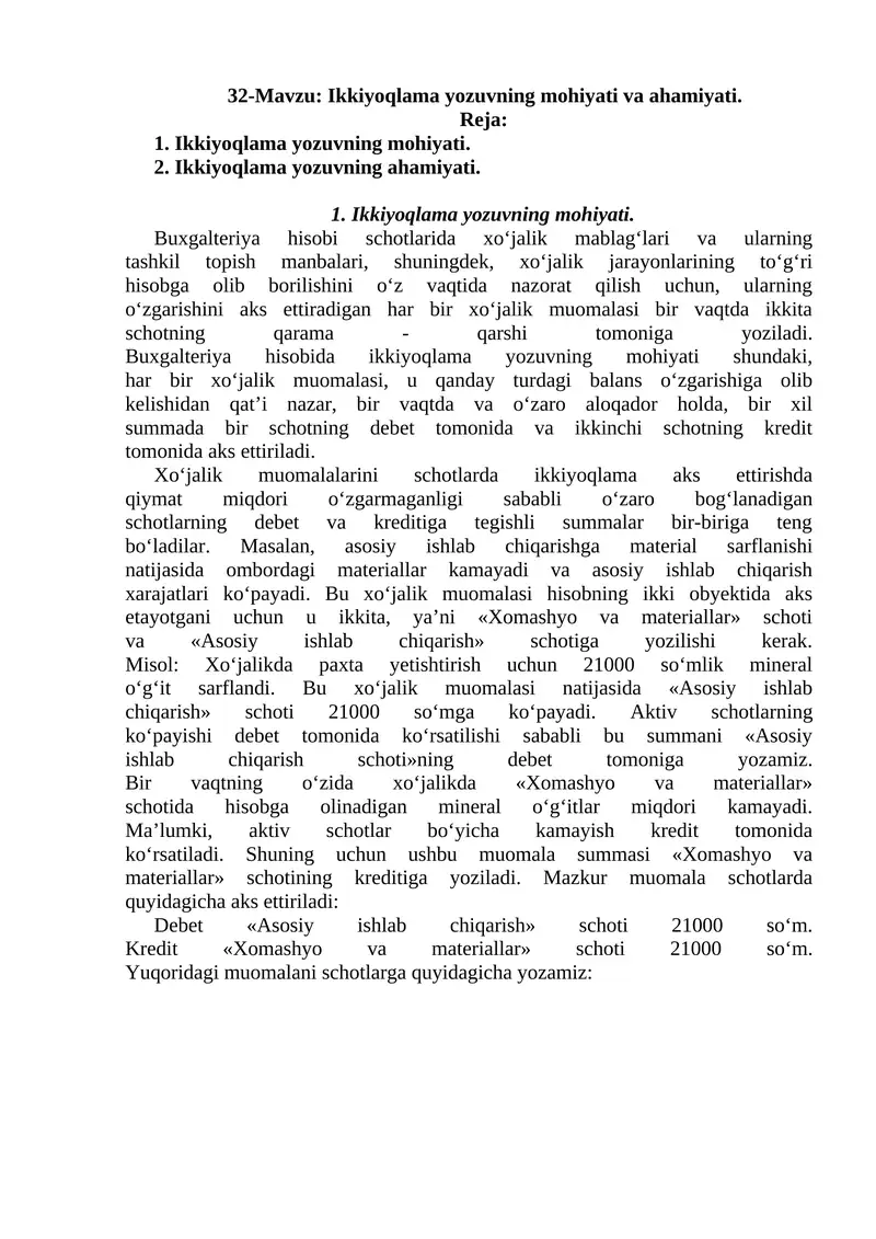 Ikkiyoqlama yozuvning mohiyati va ahamiyati