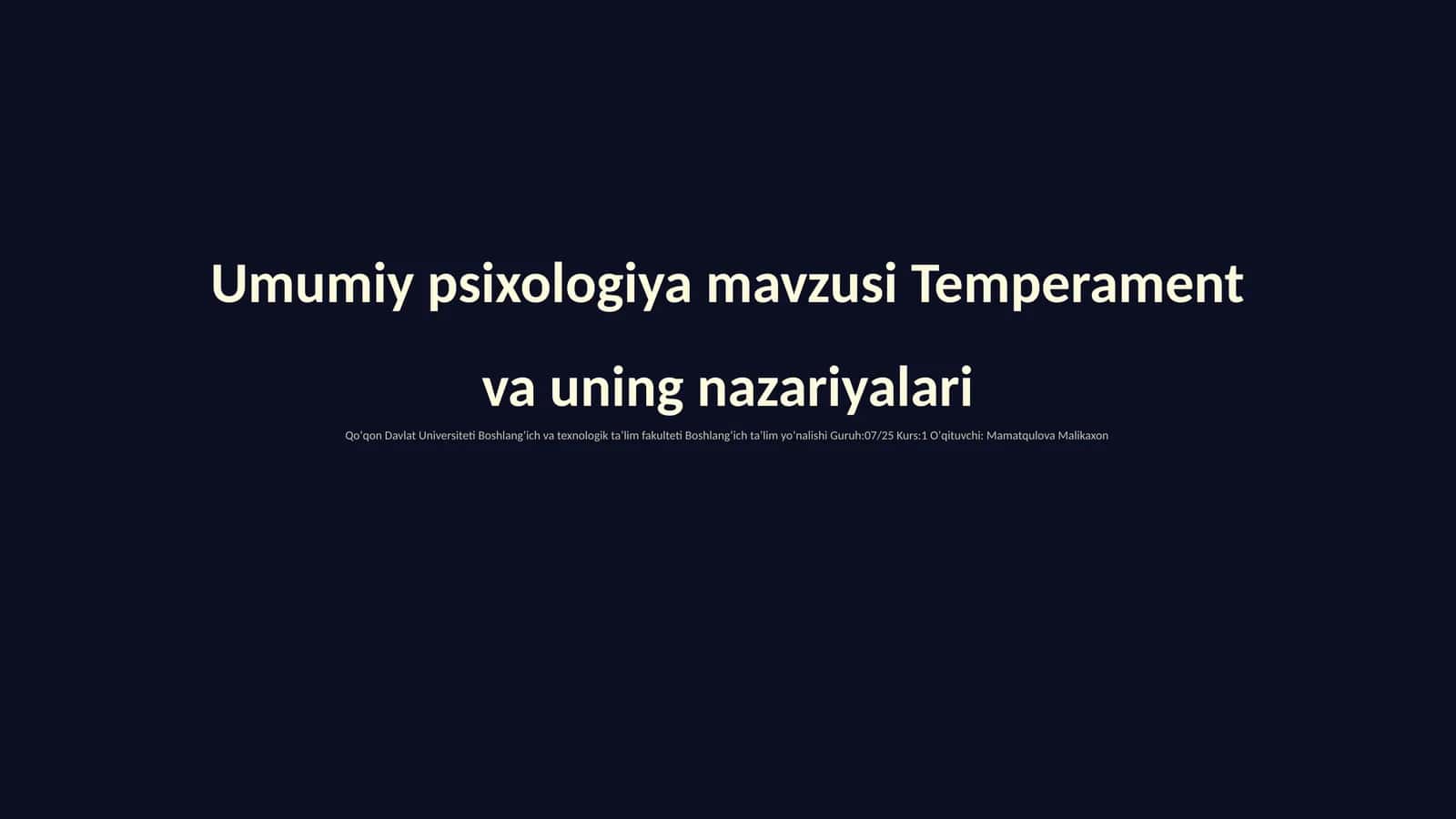 Temperament va uning nazariyalari