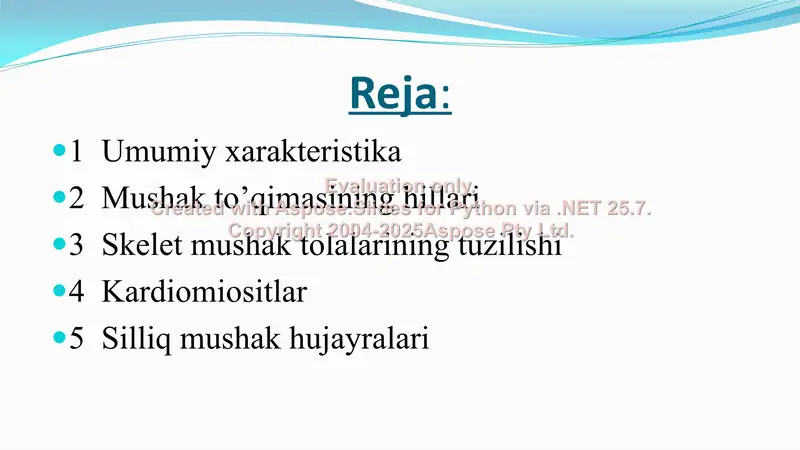 Mushak to'qimasining tuzilishi
