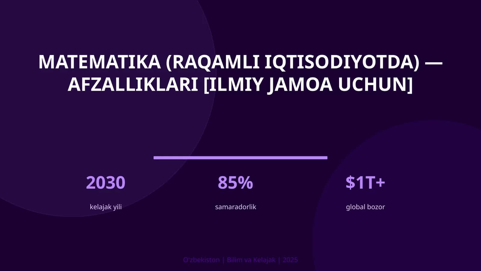 Matematika (raqamli iqtisodiyotda) — afzalliklari [ilmiy jamoa uchun]