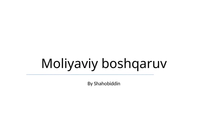 Moliyaviy boshqaruv