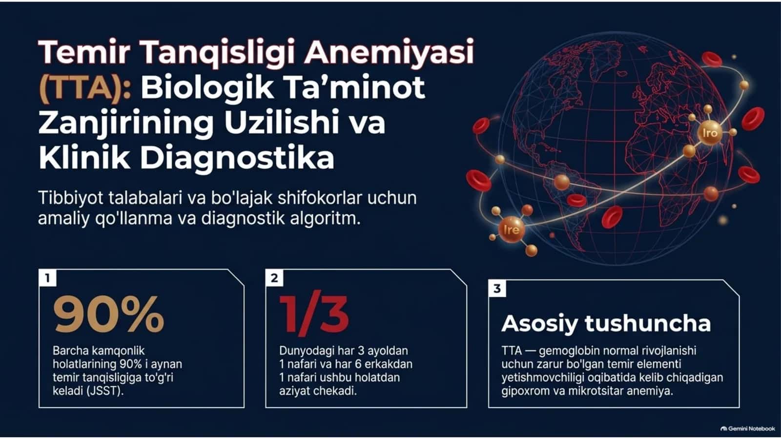 Temir tanqisligi anemiyasi — etiologiya, patogenez, klinika, diagnostika va davolash | 15 slayd