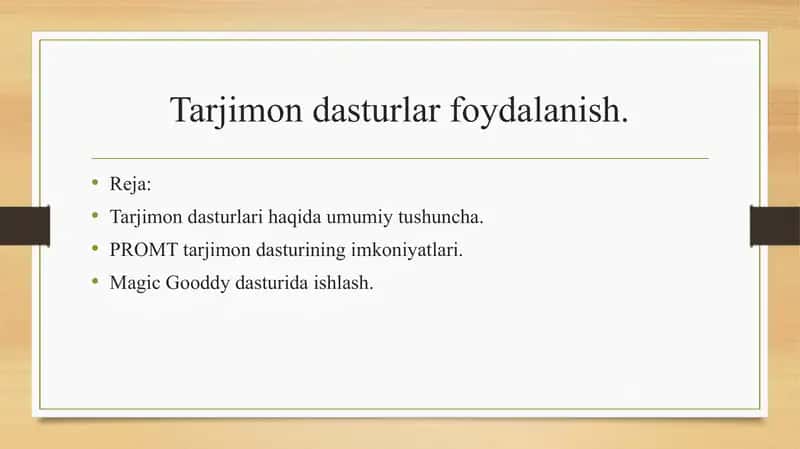Tarjimon dasturlar foydalanish.