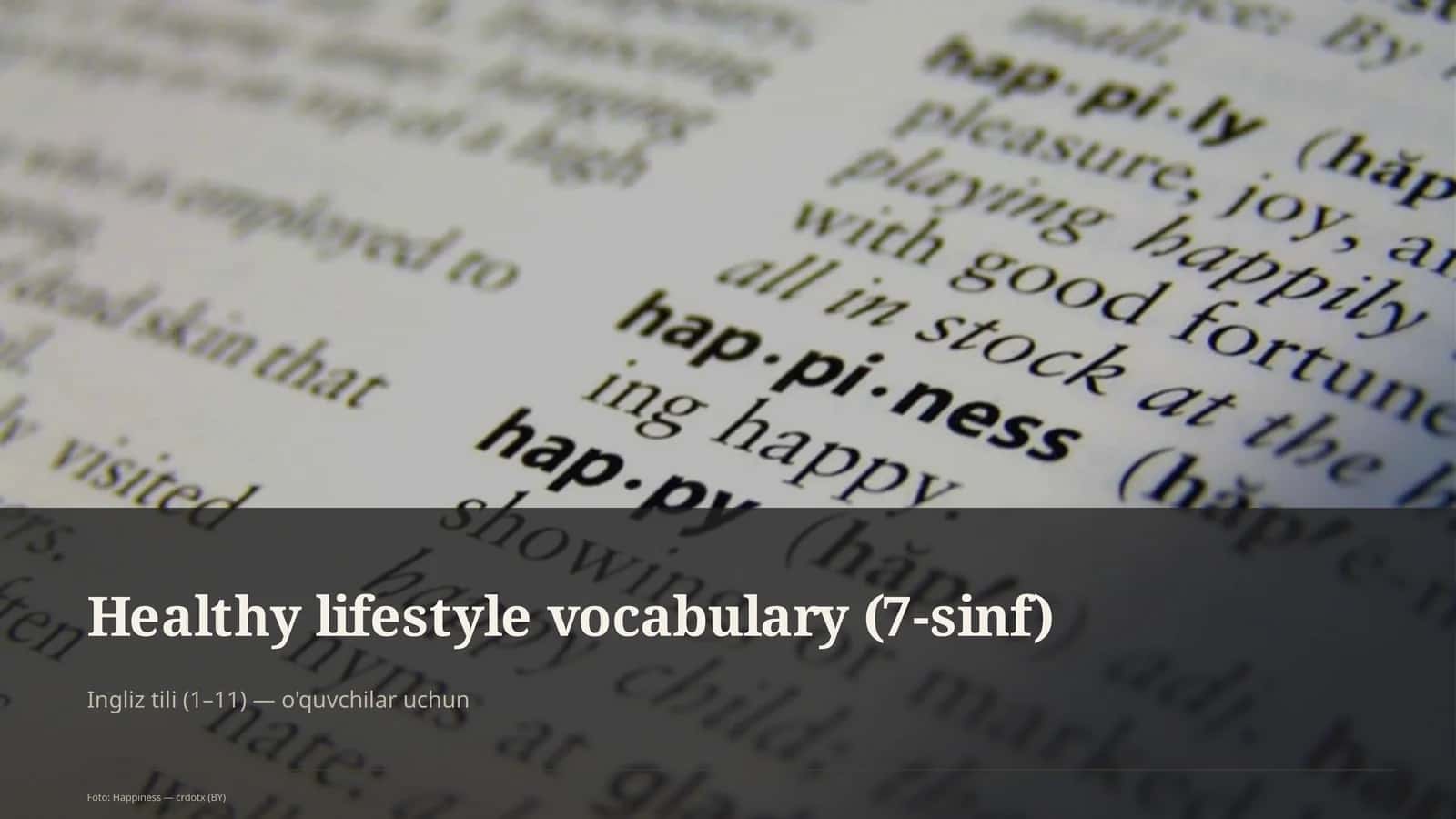 Healthy lifestyle vocabulary (7-sinf)