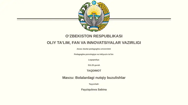Bolalardagi nutqiy buzulishlar