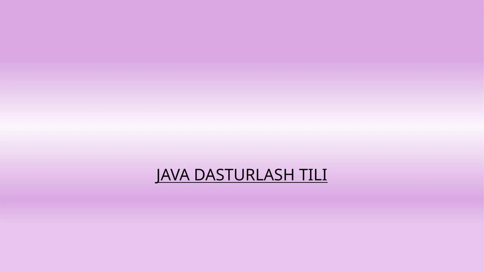 Java dasturlash tili