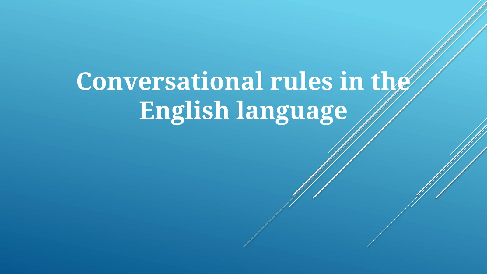 Conversational rules in the English language