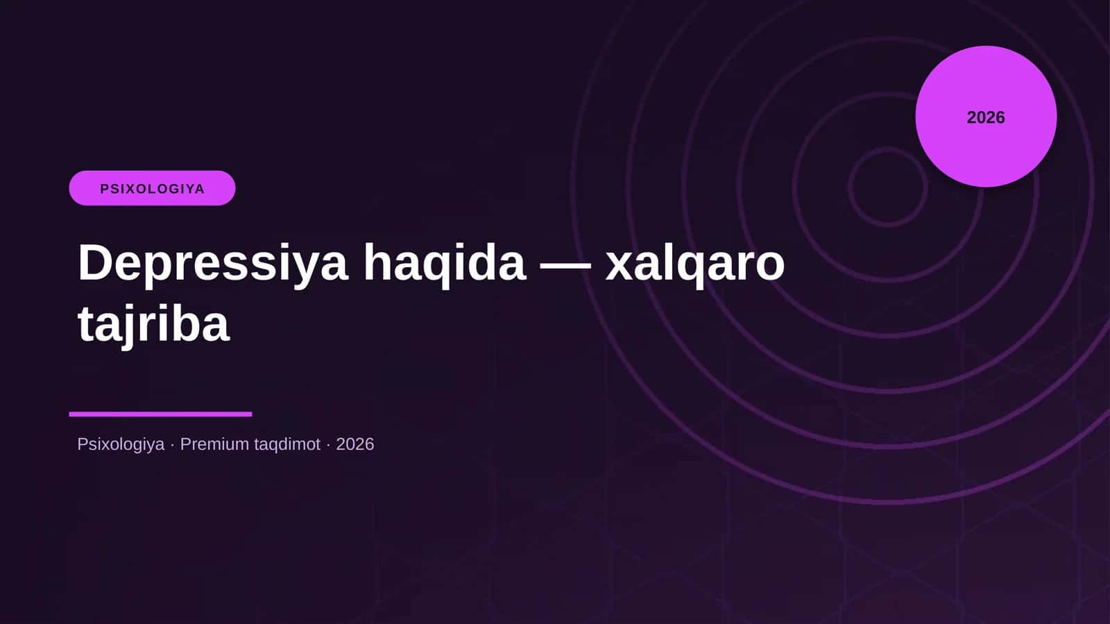 Depressiya haqida — xalqaro tajriba