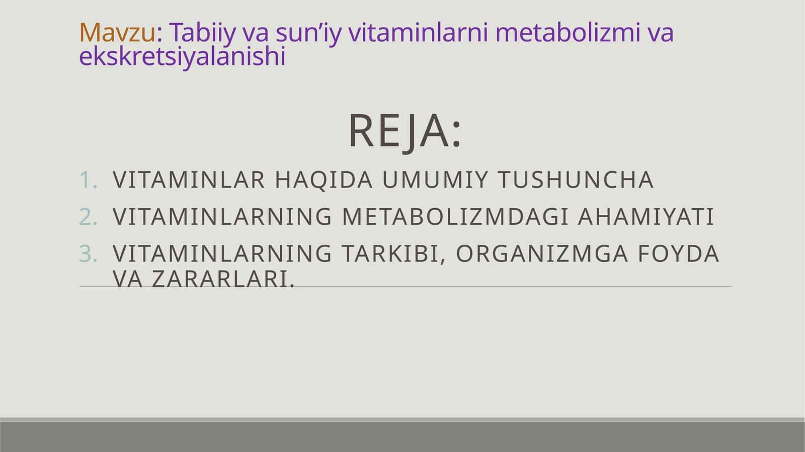 Vitaminlar haqida umumiy tushuncha