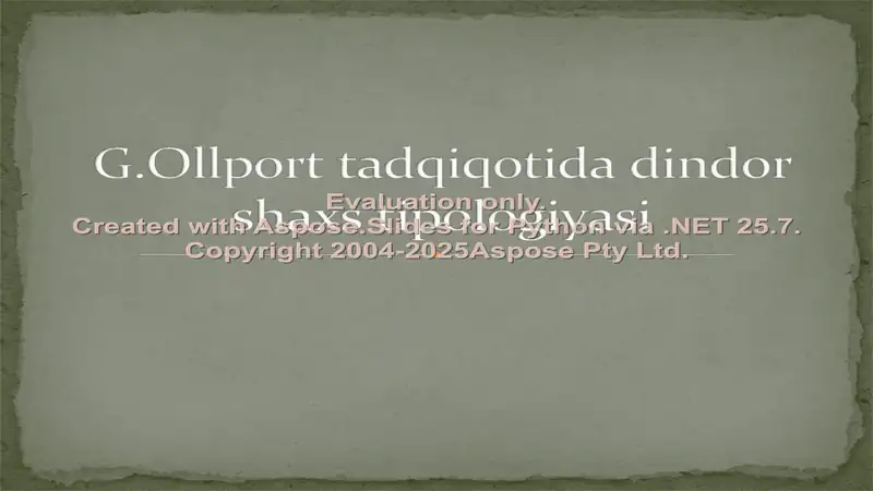 G.Ollport tadqiqotida dindor shaxs tipologiyasi