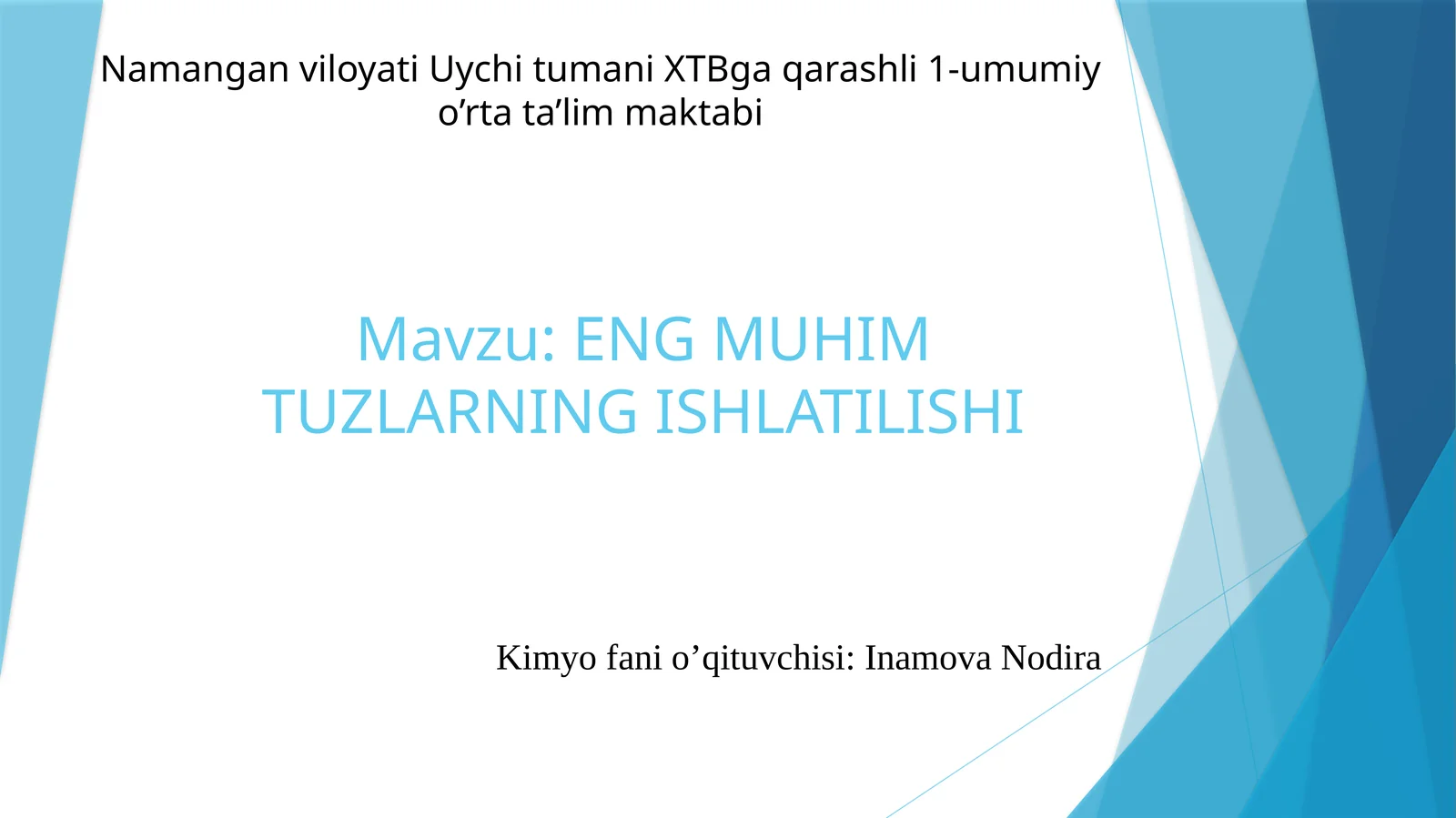 ENGMUHIM TUZLARNING ISHLATILISHI