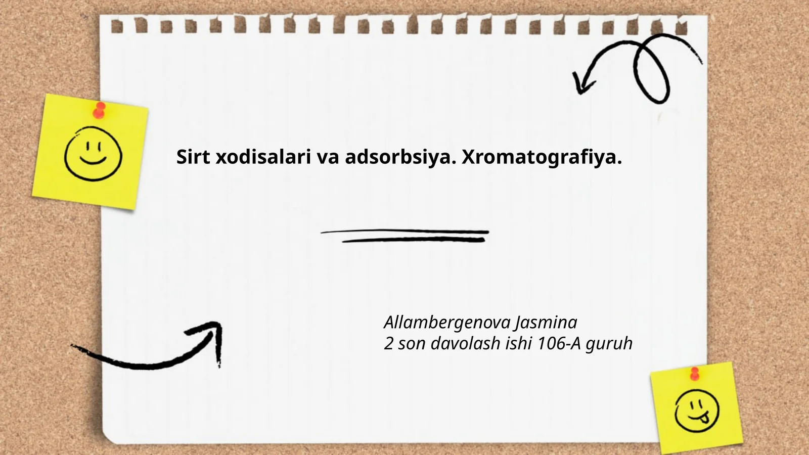 Sirt hodisalari va adsorbsiya. Xromatografiya