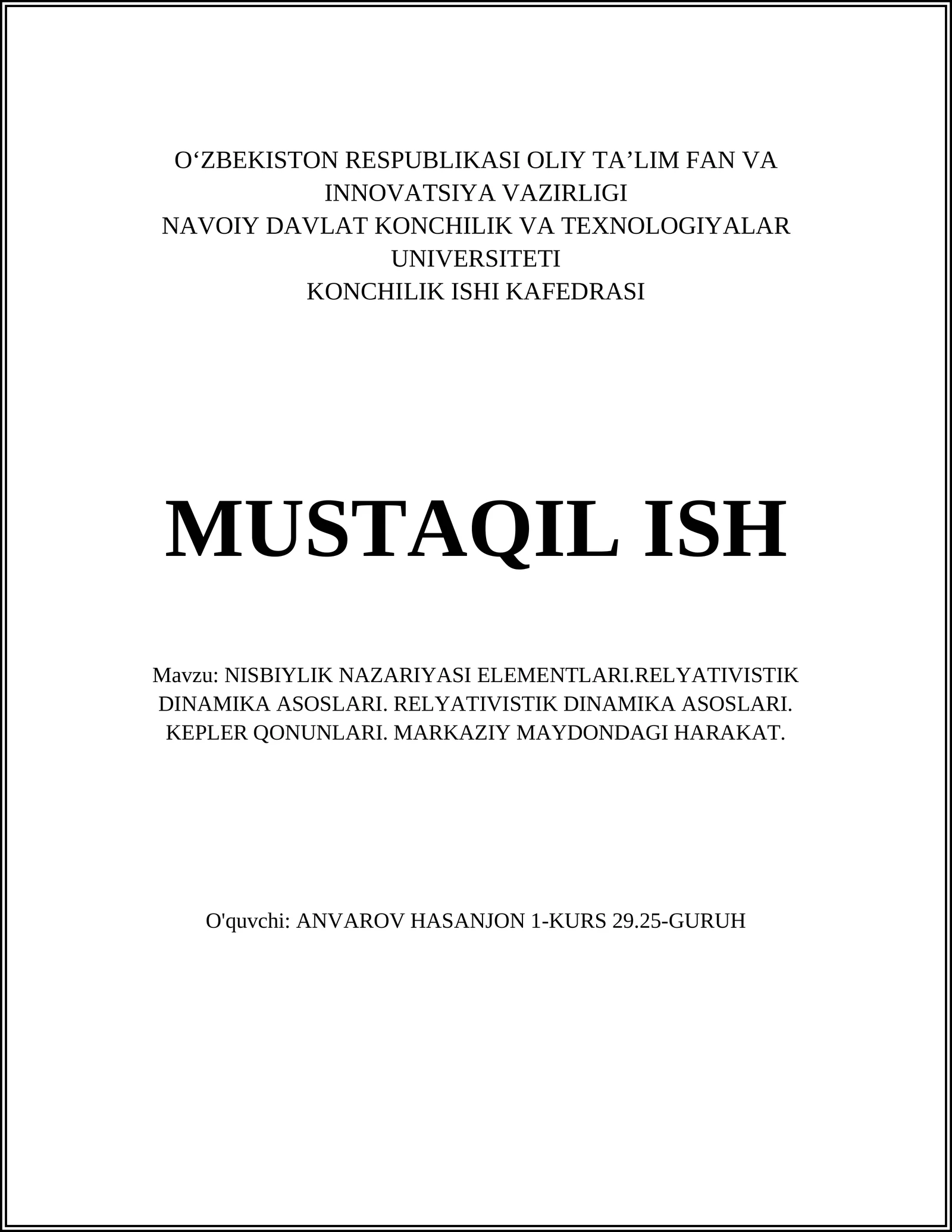 Nisbiylik nazariyasi elementlari