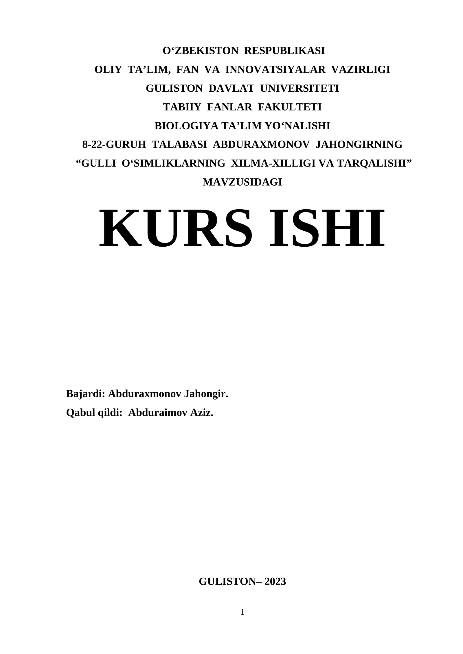 Gulli O‘simliklarning Xilma-Xilligi va Tarqalishi
