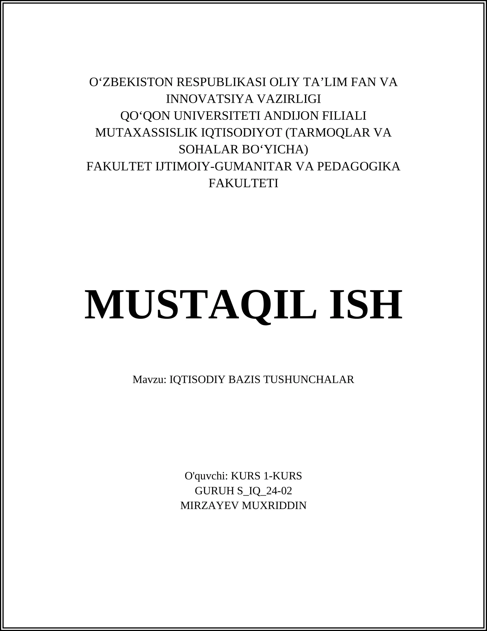 IQTISODIY BAZIS TUSHUNCHALAR