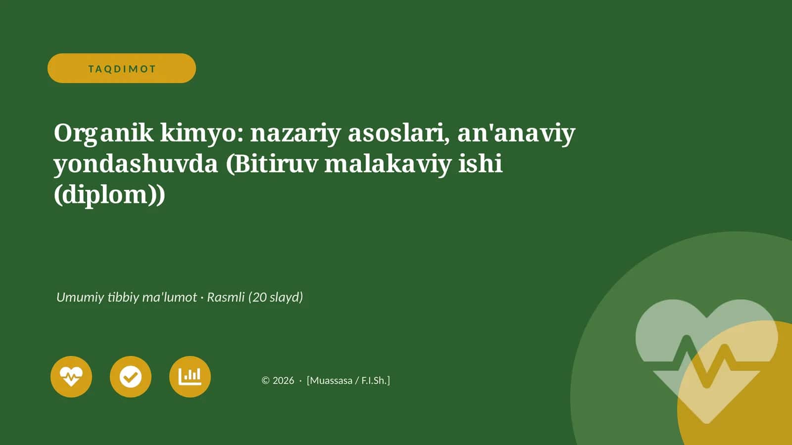 Organik kimyo: nazariy asoslari, an'anaviy yondashuvda (Bitiruv malakaviy ishi (diplom))