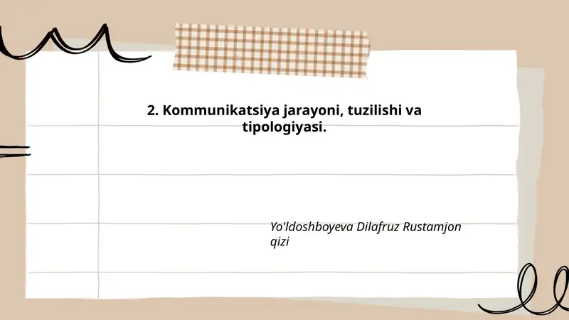 Kommunikatsiya jarayoni, tuzilishi va tipologiyasi