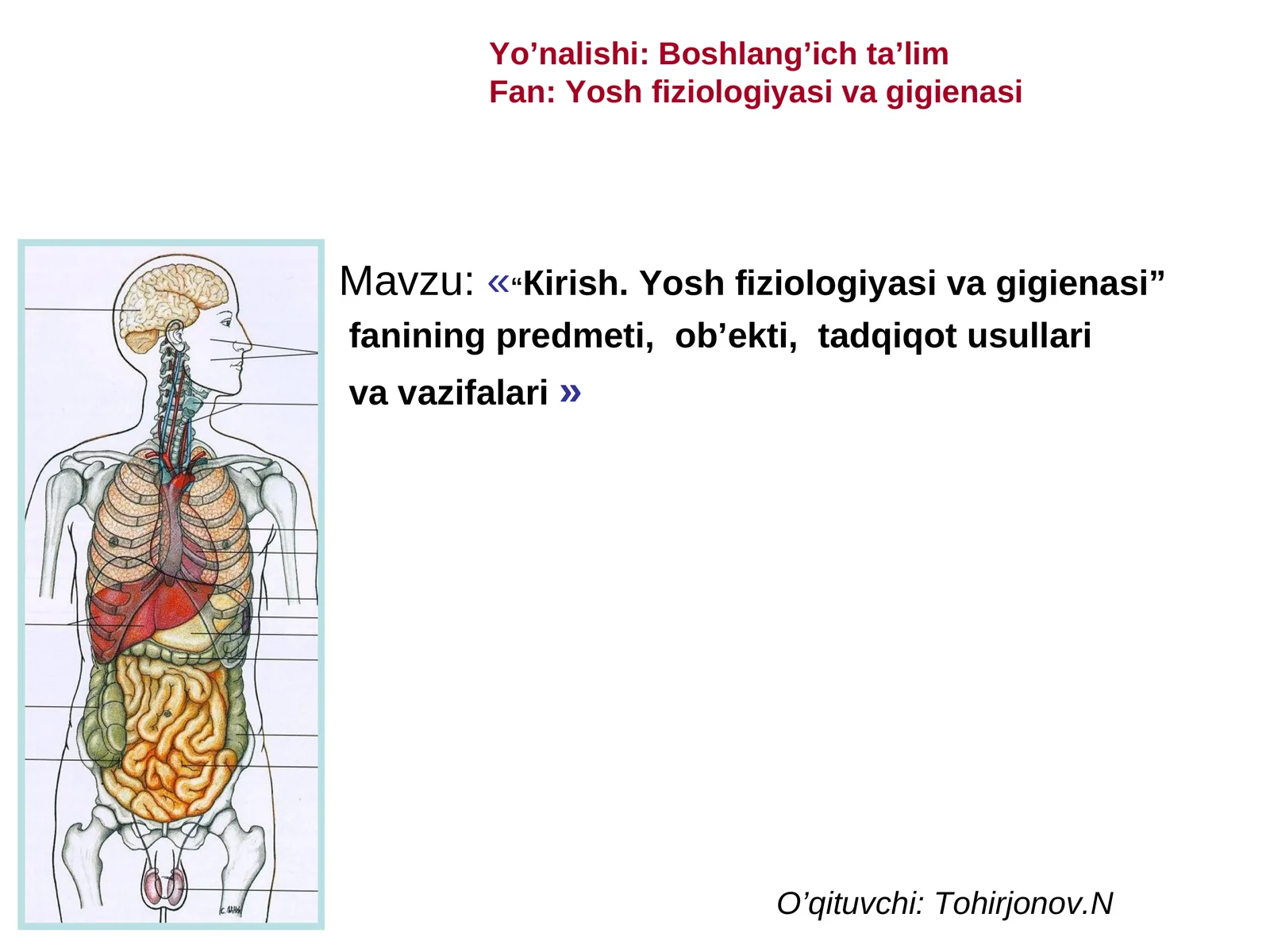 "Yosh fiziologiyasi va gigienasi"