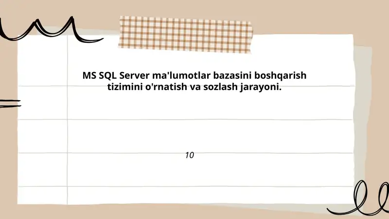 MS SQL Server ma'lumotlar bazasini boshqarish
